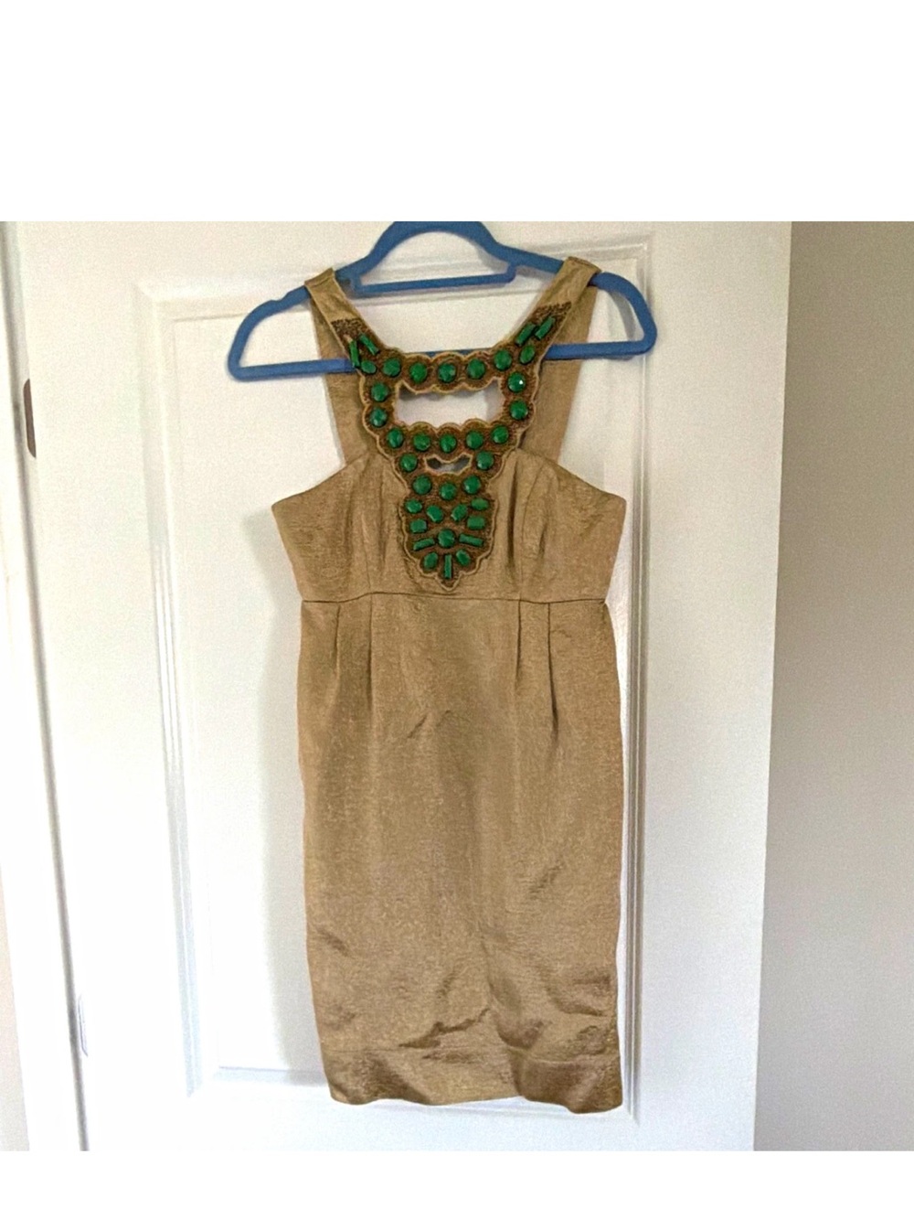 Shoshanna Gold Beaded Detail Bodycon Dress